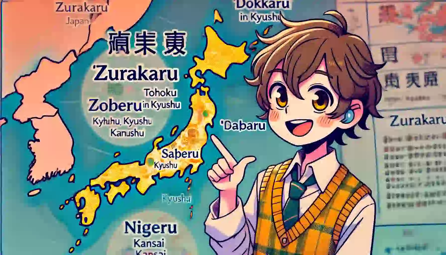 「ずらかる」の地域別使い方をテーマにしたアイキャッチ画像です。日本各地の表現の違いが一目でわかるデザインで、方言の豊かさを楽しめる内容