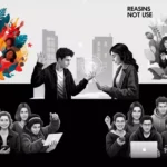 Z世代の多様な価値観と、古い価値観との対比を示す抽象的なイラスト。