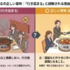 「煮詰まるの正しい意味｜『行き詰まる』と誤解される理由を解説」と題されたインフォグラフィック。左側の赤い領域は「誤用（行き詰まる）」で、焦げ付いた「議論」の鍋を囲み困惑する人々と行き止まりのイラストにバツ印があり、「誤：議論などがこれ以上進展しない、行き詰まった状態。」「『煮すぎて焦げ付く（ダメになる）』イメージから誤解されがち。」と説明。右側の黄色い領域は「正しい意味（結論が出る）」で、完成した「結論」の鍋を囲み笑顔で握手する人々とゴールのイラストにマル印があり、「正：議論などが十分に尽くされ、結論が出る段階になること。」「料理が『煮えて完成に近づく（良くなる）』状態が本来の意味。」と説明されている。