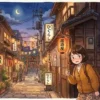 浅草・上野周辺の東京下町風景をイメージした水彩風イラスト。昭和レトロな木造建築と提灯が灯る路地裏で、心配そうな表情をしたキャラクターが角から覗いている。「おっかない」の文字が温かみのある筆文字で配置されたブログアイキャッチ画像（16:9）